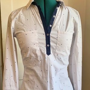 Zara Basic Button-down With Navy Trim